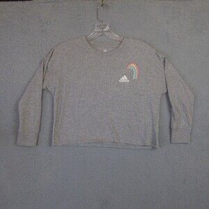 adidas Shirt Women's Small Gray Originals Sport Unites Crop Top Rainbow Pride
